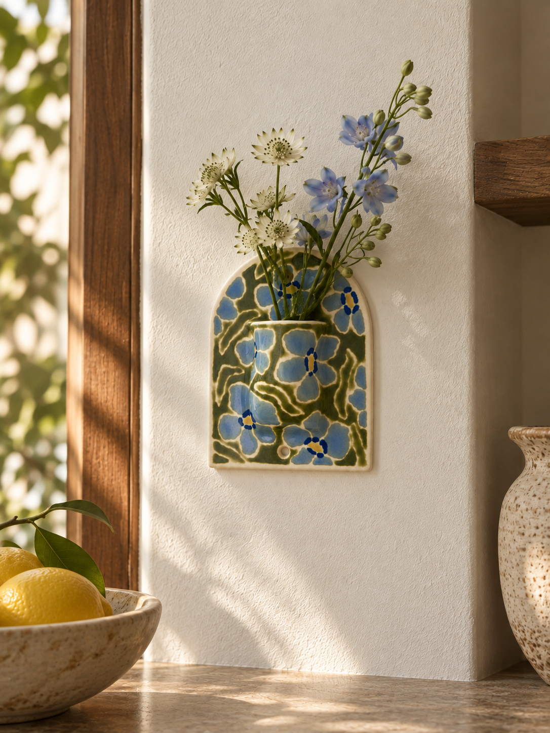 Blue Flora Wall Vase