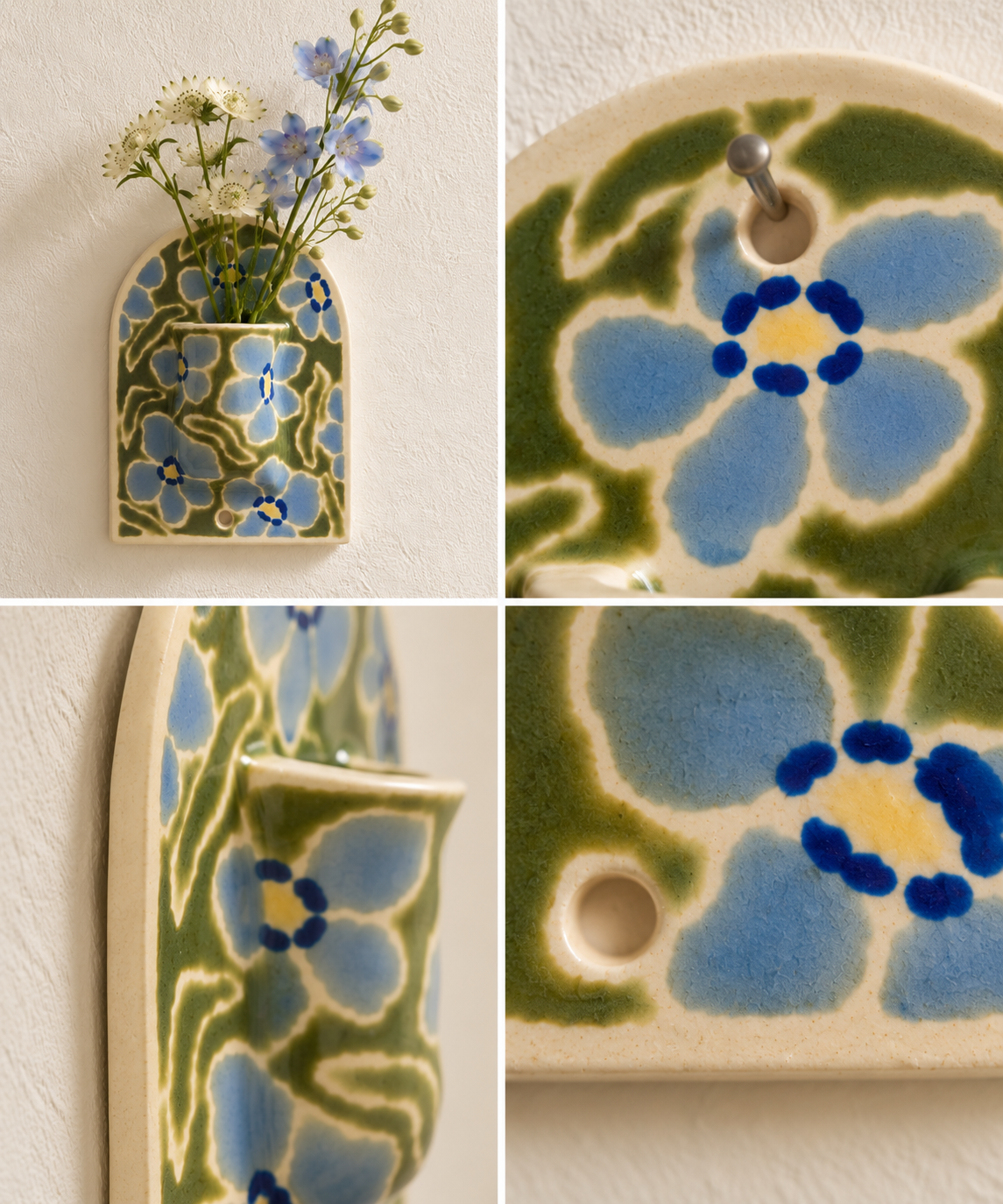 Blue Flora Wall Vase