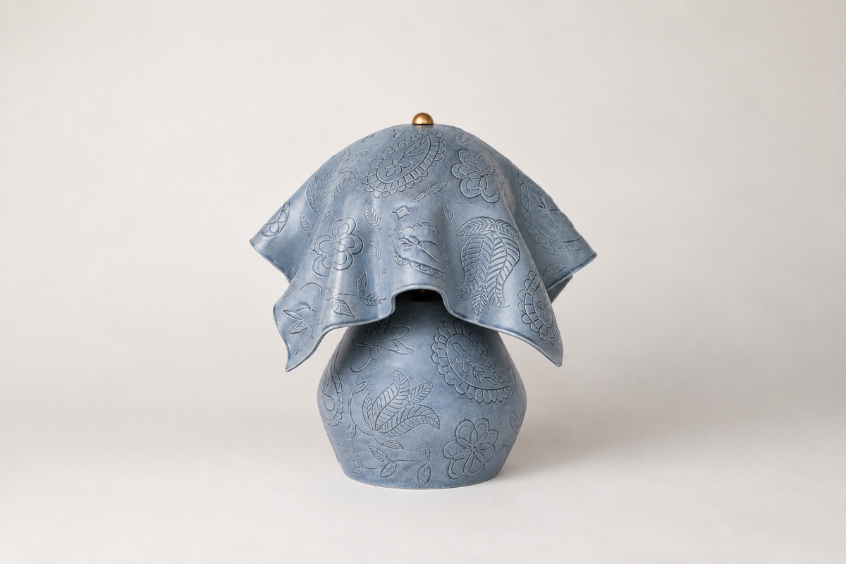 Denim Paisley Floral Lamp